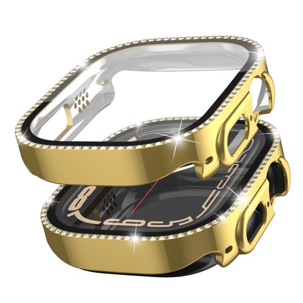 Apple Watch Ultra-dekordeksel med to rader med rhinestone - Gull