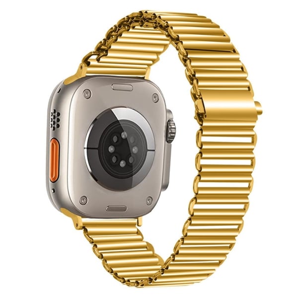 Apple Watch Series 8 (42 mm) rustfritt stål med hul kjede - Gull