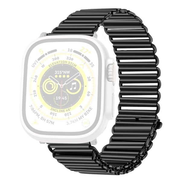 Apple Watch Series 8 (45 mm) / Watch Ultra rustfritt stålreim i hul kjedestil - Svart Apple Watch Series 8 (45 mm) / Watch Ultra rustfritt stålreim i hul kjedestil - Svart