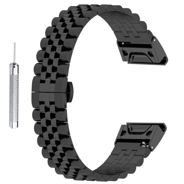 Garmin Fenix 7X / 6X / 6X Pro / 5X / 5X Plus rustfritt stålrem med verktøy - Svart Garmin Fenix 7X / 6X / 6X Pro / 5X / 5X Plus rustfritt stålrem med verktøy - Svart