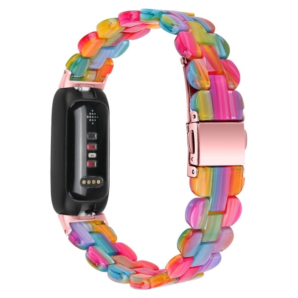 Fitbit Inspire 3 oval harpiksrem i rustfrit stål - Regnbue