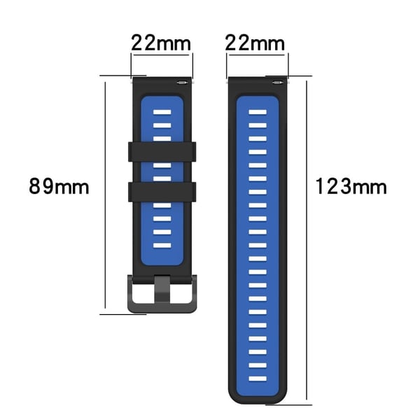 22 mm silikonstripeformet stropp for Huawei / Samsung / Garmin - Grå / Gul