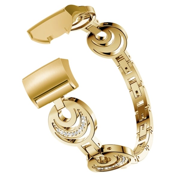 Fitbit Charge 4 / 3 metalrem med rhinestone-dekor og månedesign - Guld Fitbit Charge 4 / 3 metalrem med rhinestone-dekor og månedesign - Guld