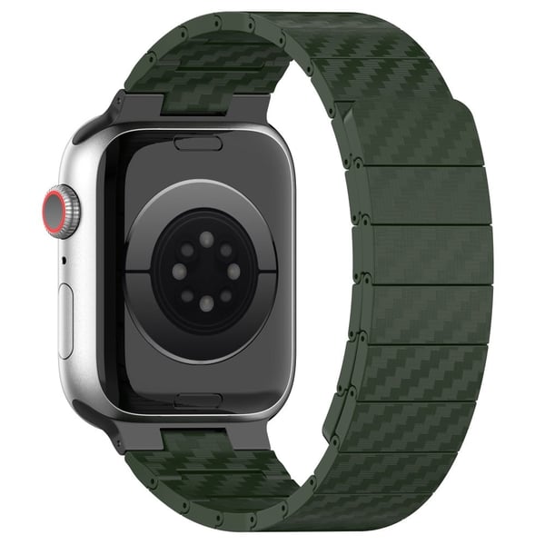 Apple Watch Series 8 (45 mm) / Watch Ultra magnetisk reim i karbonfiberstil - Grønn