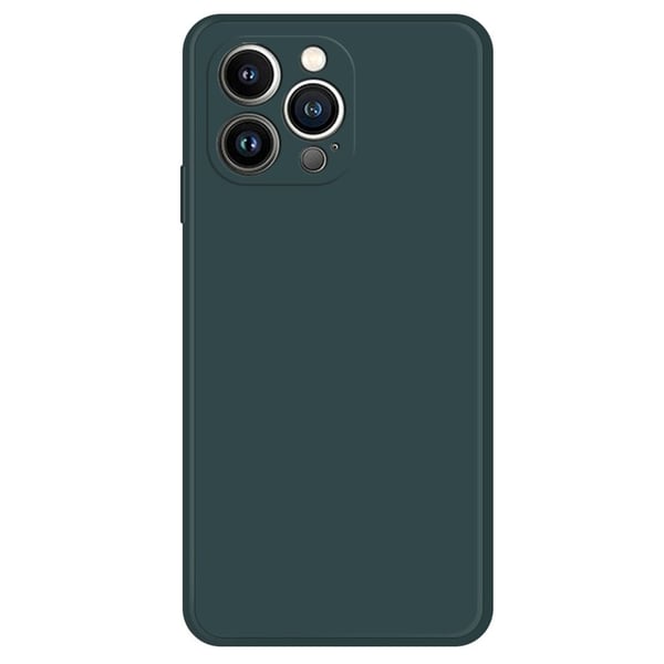 iPhone 15 Pro Max lige kant gummieret telefon fleksibelt cover fiberforing telefon taske - Sortliggrøn