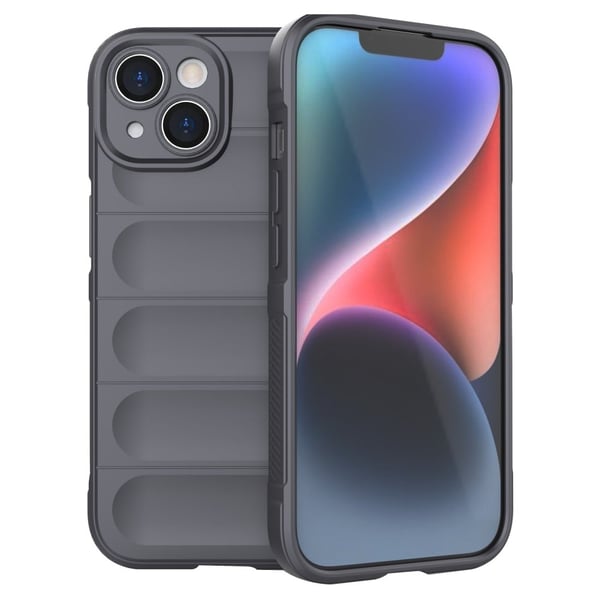 Mjukt greppformat iPhone 15 skal - Silver/Grå