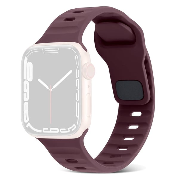Apple Watch Series 8 (45 mm) / Watch Ultra silikonrem med firkantet spenne - Vinrød