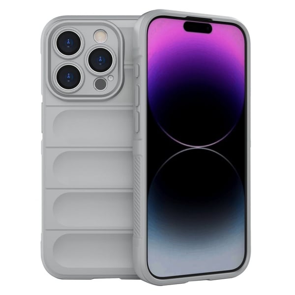 Mjukt greppformat iPhone 15 Pro skal - Silver/Grå