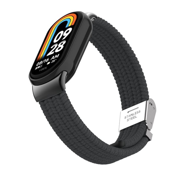 Nylon elastisk flettet stil stropp for Xiaomi Smart Band 8 - Charcoal Black
