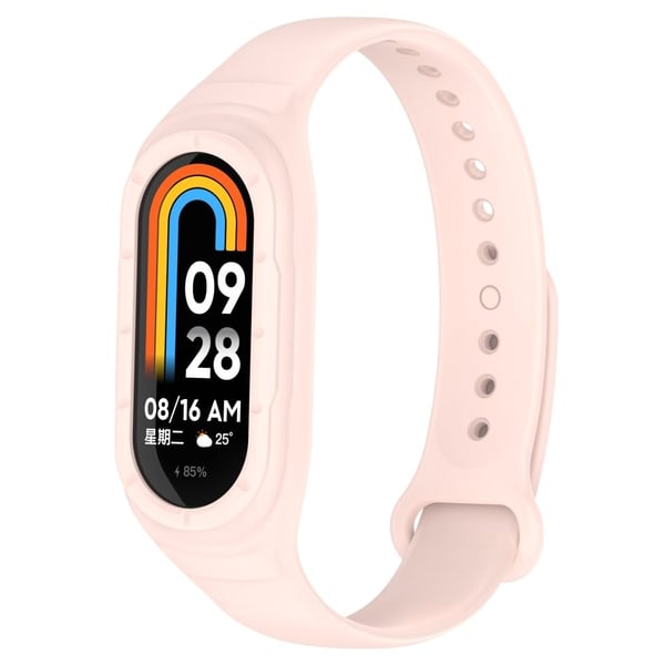 Xiaomi Smart Band 8 silikonerem med integreret cover - Lyserød