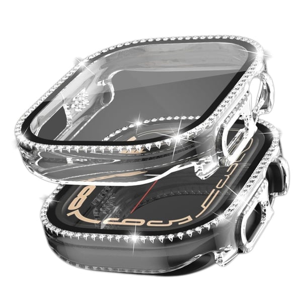 Apple Watch Ultra-dekordeksel med to rader med rhinestone - Gjennomsiktig