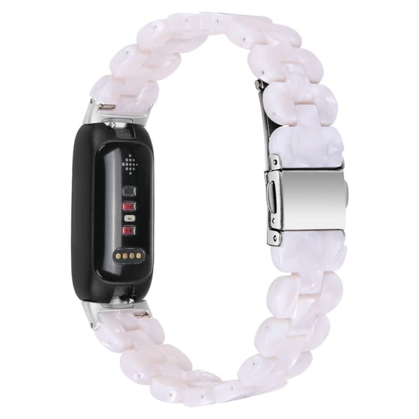 Fitbit Inspire 3 oval harpiksrem i rustfrit stål - Perle Hvid