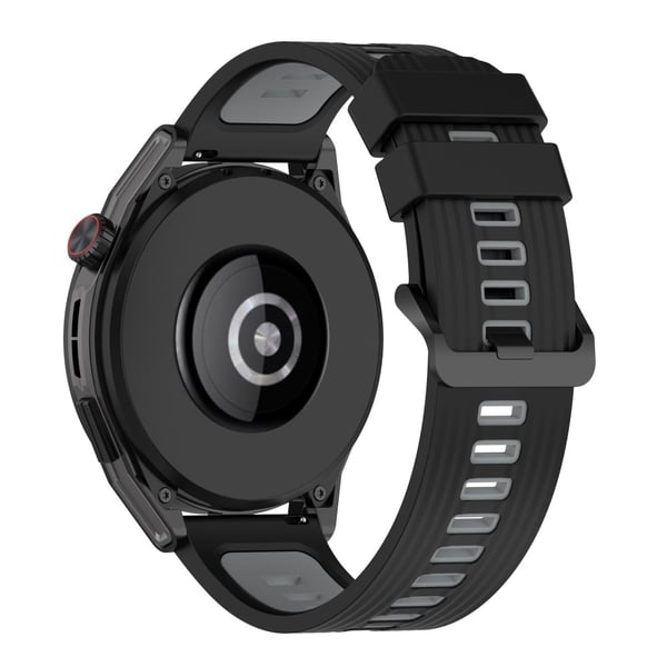 22 mm silikonstripeformet stropp for Huawei / Samsung / Garmin - Svart / Grå