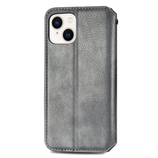 Læretui med A Stilfull Rhombus Imprint til iPhone 15 Plus - Grå
