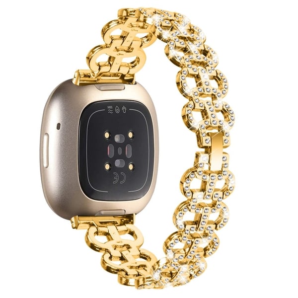 Fitbit Sense / Versa 3 metallrem med rhinestone-dekor - Gull