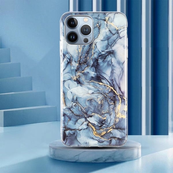 Marmormotiv iPhone 15 Pro skal - Grå