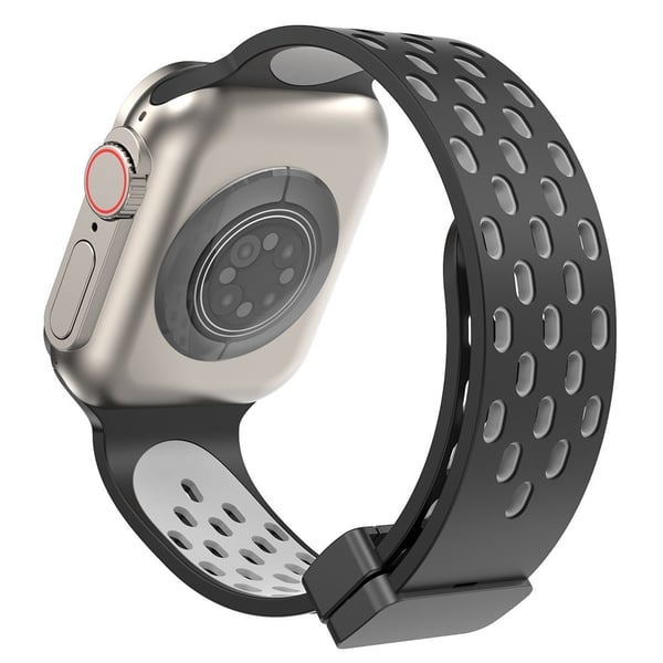 Apple Watch Series 8 (41 mm) tofarget silikonrem - Svart / Grå