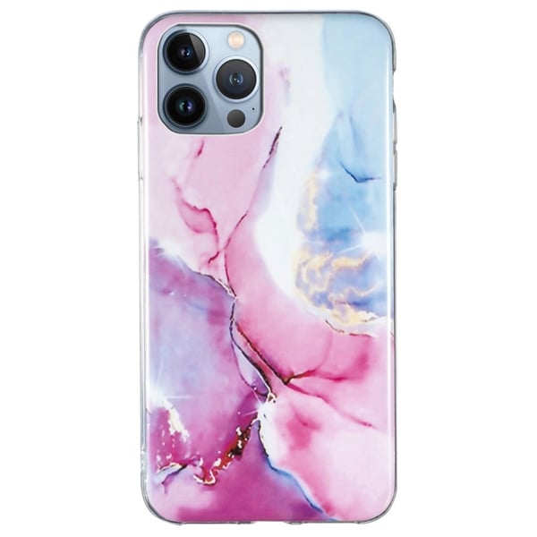 Marble iPhone 15 Pro Max Etui - Rosa / Blå