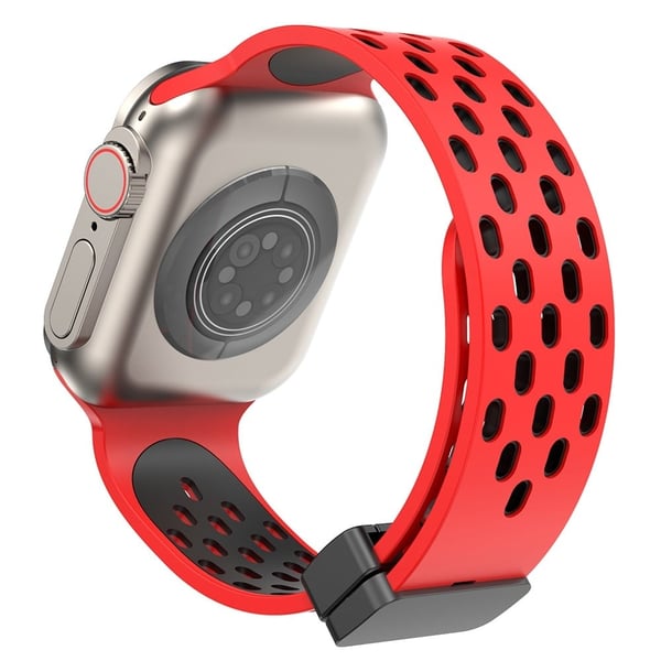 Apple Watch Series 8 (45 mm) / Watch Ultra silikonarmband i två färger - Röd / Svart