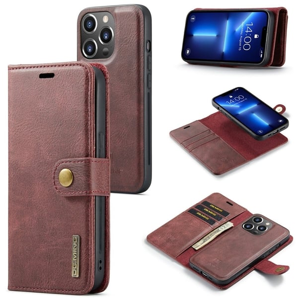 DG.Ming iPhone 15 Pro Max 2-in-1 Lommebok Etui - Rød