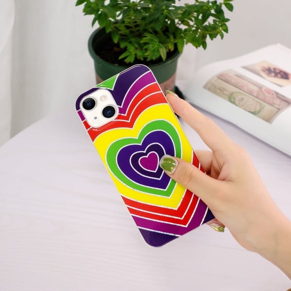 Marble iPhone 15 Plus Etui - Electroplated Hjerte