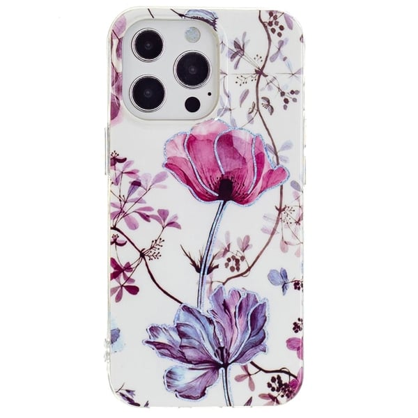 Marble iPhone 15 Pro Max Etui - Electroplated Lotus