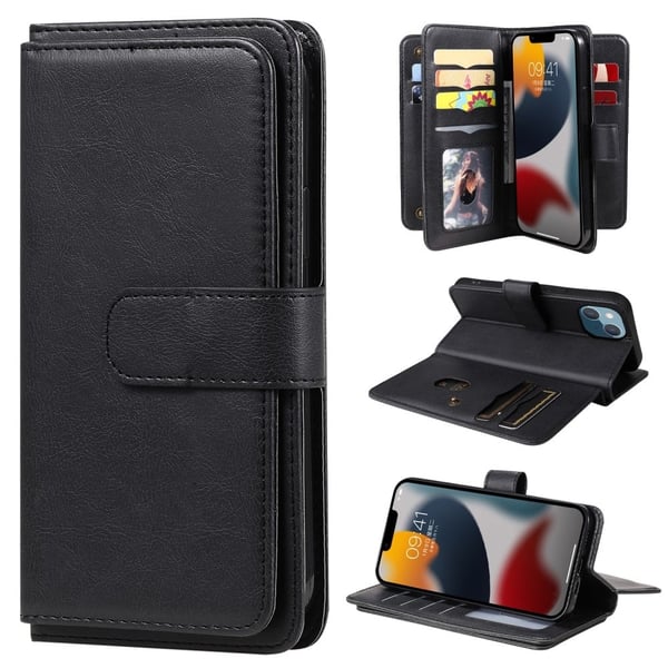 10-slot Lommebok Etui til iPhone 15 - Svart
