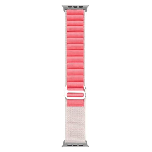 Apple Watch Series 8 (41 mm) nylonrem med metallkontakt - Hvit / Mørkerosa