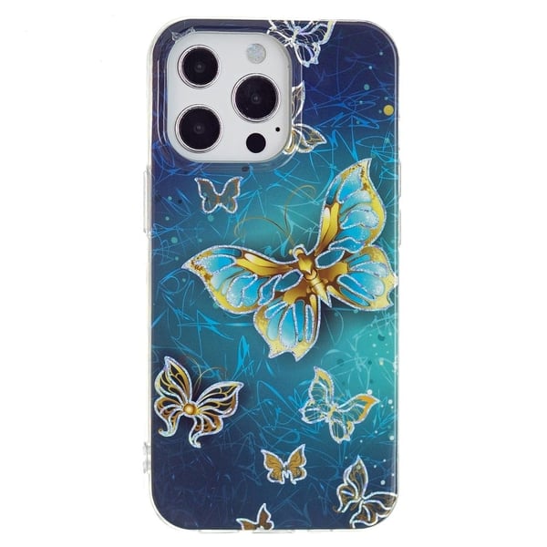 Marble iPhone 15 Pro Max Etui - Electroplated Sommerfugler