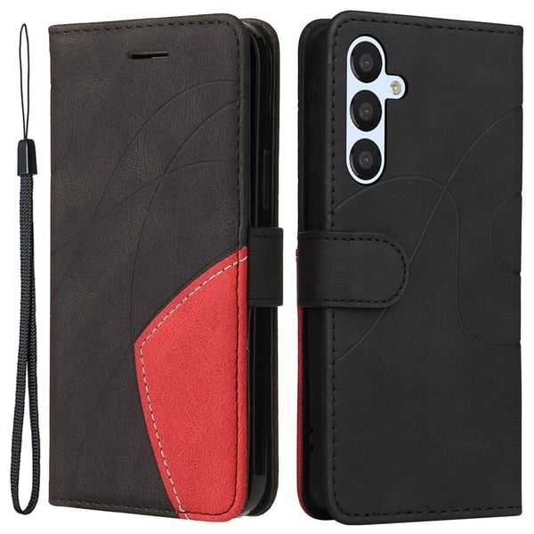 Teksturoitu nahkakotelo hihnalla Samsung Galaxy S23 FE - Musta