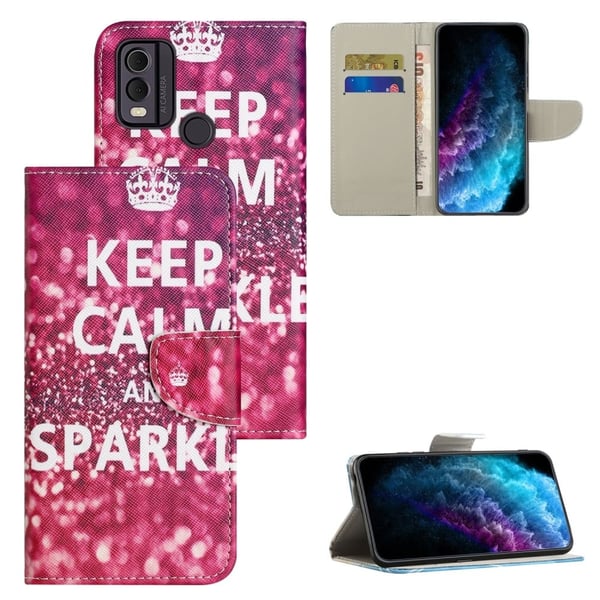 Wonderland Nokia C32 / C22 Flip Etui - Keep Calm og Sparkle