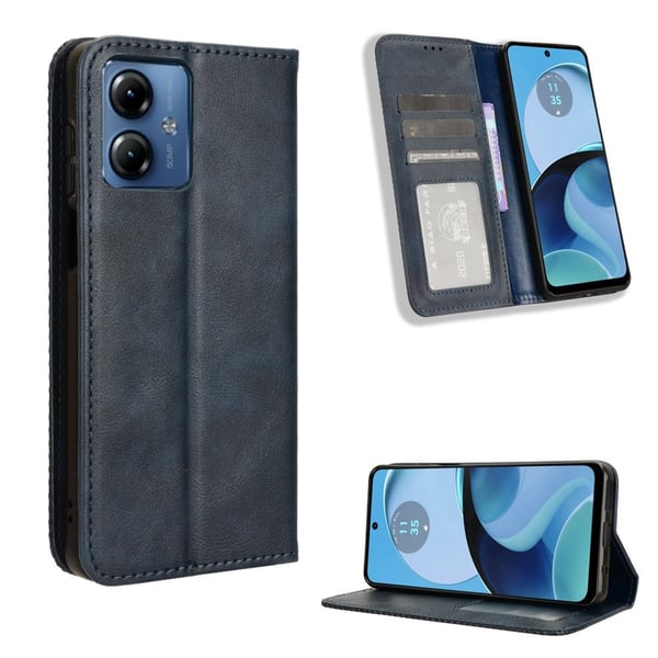 Bofink Vintage Motorola Moto G14 Nahkakotelo - Sininen