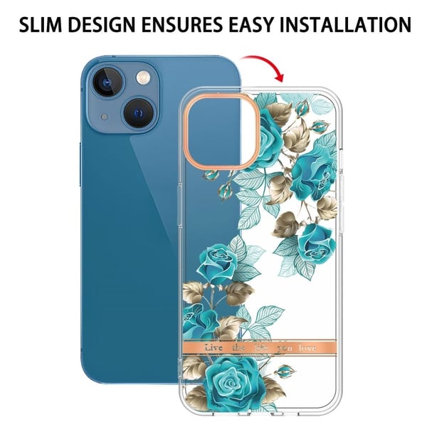 Super Slim og Slitesterk Softcover til iPhone 15 - Hc002 Blue Rose
