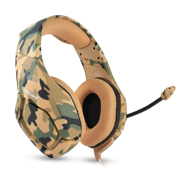 ONIKUMA K1B 3,5 mm:n stereopeliheadset mikrofoni kanssa, camo sand