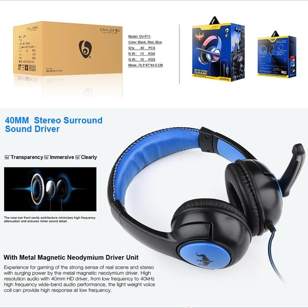 OVLENG OV-P9 3.5mm Kablet Øretelefon Gaming Headset