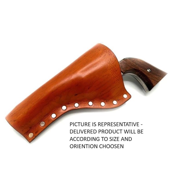 JJ Custom Works - Colt .45 Peacemaker Hylster - Venstre - 12\" - Lysebrun - Simpel - Nikkelnitter