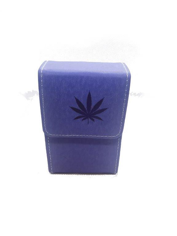 Belt Cigarette case. Violet med svart löv