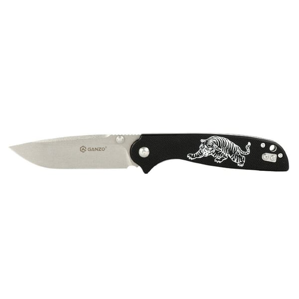 GANZO - G6803-TG - Musta taittoveitsi tiikerikuviolla