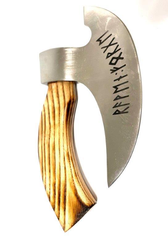 Håndlavet kniv/økse til urter/pizza med runeskrift