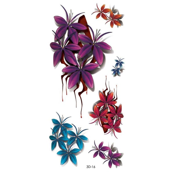 Midlertidig Tatovering 19 x 9cm - Blomster