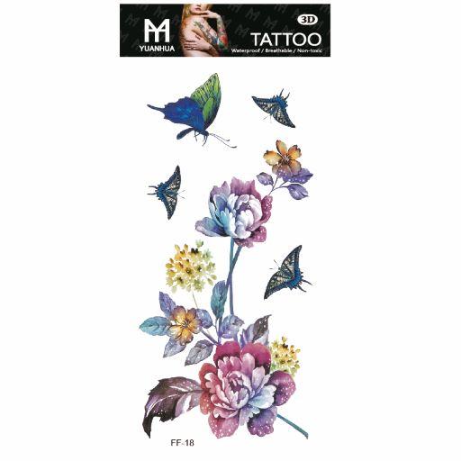 Midlertidig Tatovering 19 x 9cm - Blomster