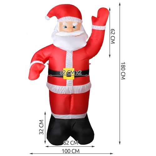 Puhallettava joulupukki LED-valoilla - 180 cm