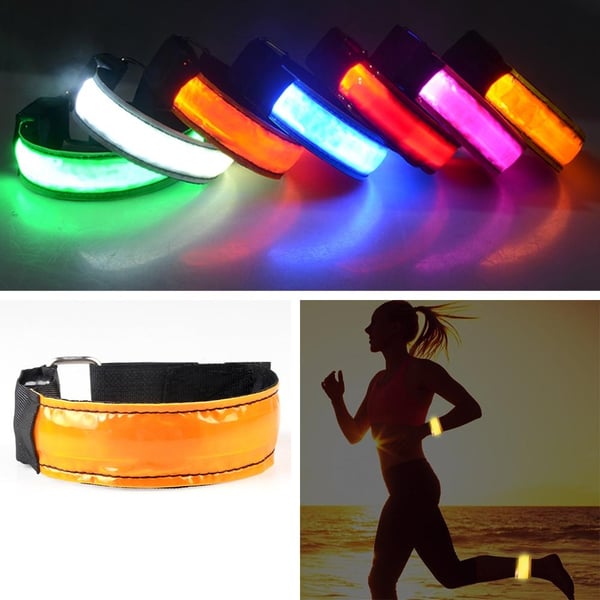 Oppladbar Refleks - LED Armbånd / Refleksbånd som Lyser - 2-Pack Vit