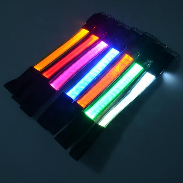 Oppladbar Refleks - LED Armbånd / Refleksbånd som Lyser - 2-Pack Blå