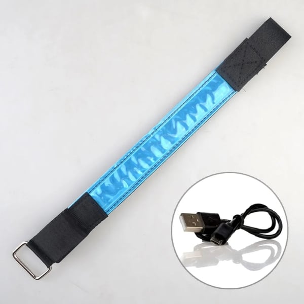 Oppladbar Refleks - LED Armbånd / Refleksbånd som Lyser - 2-Pack Blå