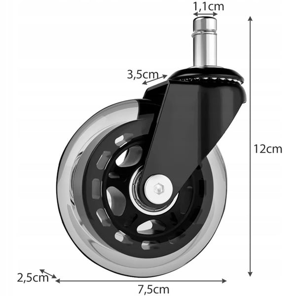 5-Pak Hjul til Kontorstol - 11 mm