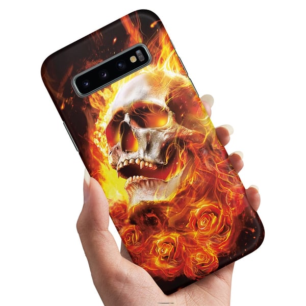 Cover / Mobilcover til Samsung Galaxy S10 - Burning Skull