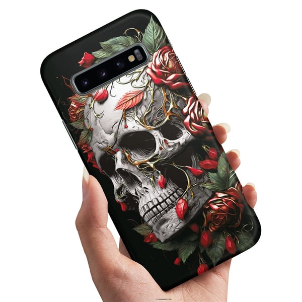 Deksel / Mobildeksel til Samsung Galaxy S10 - Skull Roses