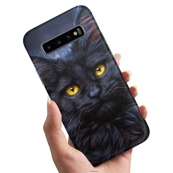 Deksel / Mobildeksel til Samsung Galaxy S10 - Svart Katt