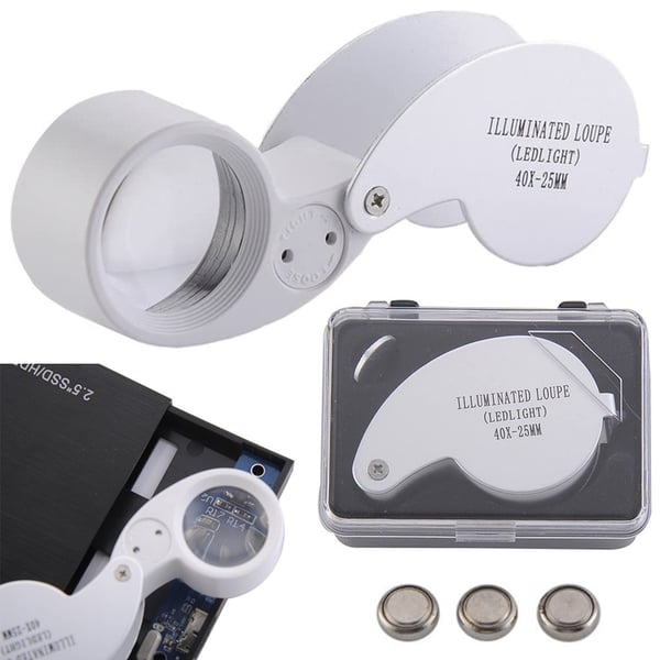 Lup / Forstørrelsesglas - 40x Forstørrelse & LED-lampe